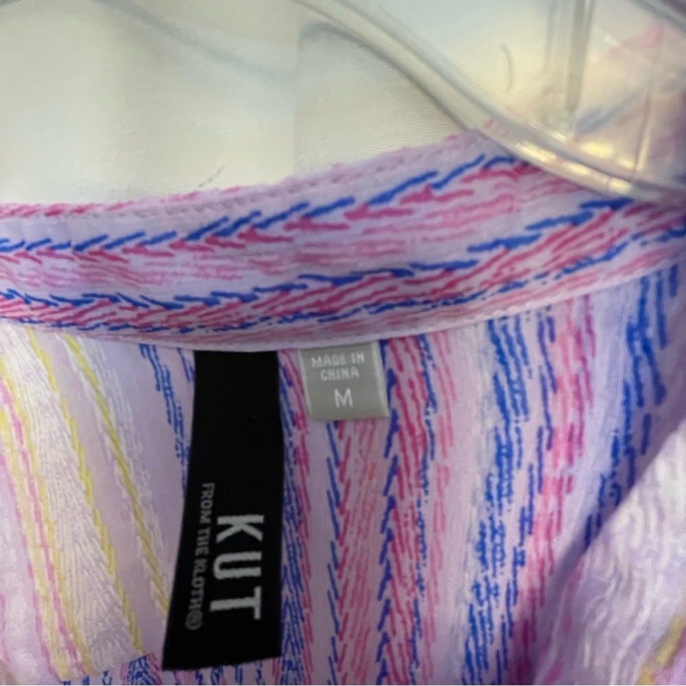 Kut from the Kloth Purple and Pink 3/4 Sleeve Button Down Shirt - Picture 5 of 5